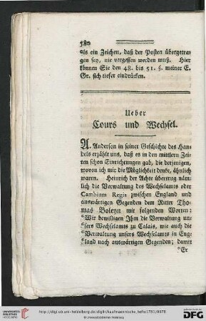Ueber Cours und Wechsel