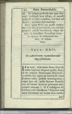 Sect. XXII. De Mediorum reconciliationis impoßibilitate