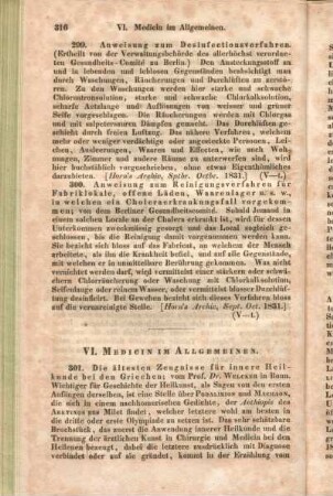 VI. Medicin im Allgemeinen.