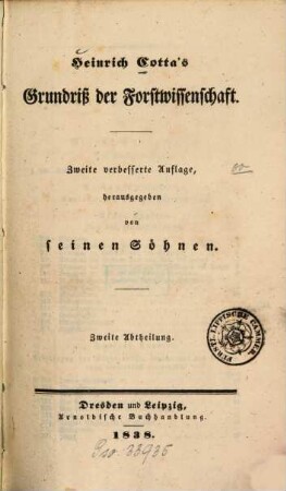 Heinrich Cotta's Grundriß der Forstwissenschaft, 2