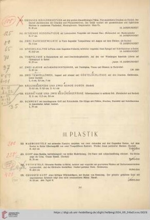 III. Plastik (Nr. 322-328)