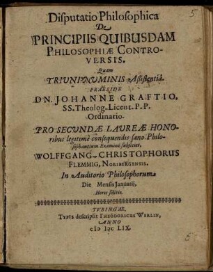 Disputatio Philosophica De Principiis Quibusdam Philosophiae Controversis
