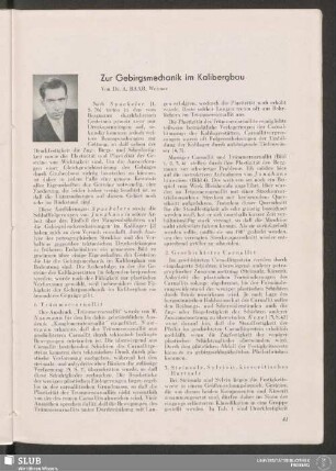 Zur Gebirgsmechanik im Kalibergbau