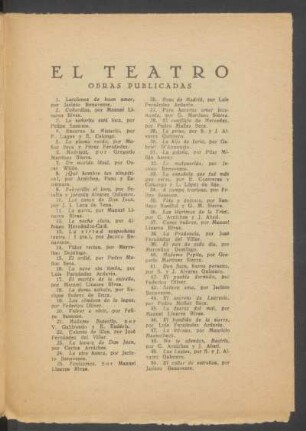 "El Teatro" - Obras publicadas