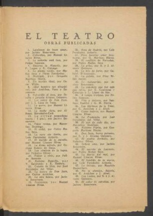 "El Teatro" - Obras publicadas