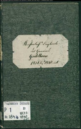 Kirchenbuchduplikat der katholischen Gemeinde Godelheim, Kreis Höxter (GHT 1831-1840) (Gemeinde: Katholische Gemeinde Godelheim)
