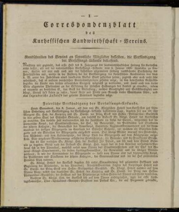Correspondenzblatt des Kurhessischen Landwirthschaft-Vereins