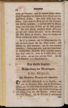 Das fünfte Kapitel. Beschreibung der Mandingoer