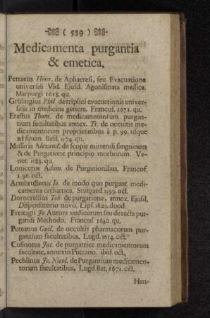Medicamenta purgantia & emetica.