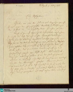 Brief von Franz Danzi an Unbekannt vom 09.05.1810 - K 3120, 1