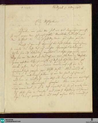 Brief von Franz Danzi an Unbekannt vom 09.05.1810 - K 3120, 1