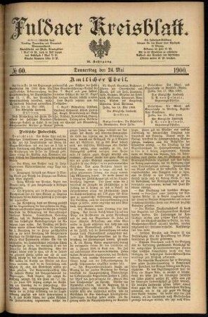 Erste Ausgabe vom Donnerstag, den 24. Mai 1900.