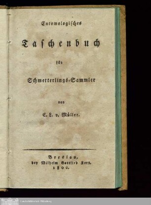 Entomologisches Taschenbuch für Schmetterlings-Sammler