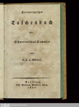 Entomologisches Taschenbuch für Schmetterlings-Sammler