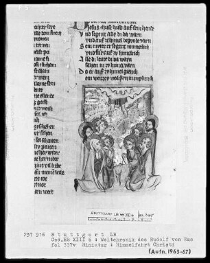 Weltchronik - Bruder Philipp — ---, Folio 256recto-342verso---, Folio 256recto-342versoHimmelfahrt, Folio 337verso