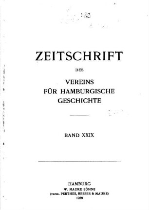 29.1928: Zeitschrift des Vereins für Hamburgische Geschichte
