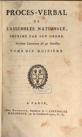 Procès-verbal de l'Assemblée Nationale. 18. 1790