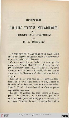 Sér. 4: Notes sur quelques stations préhistoriques de la commune mixte d'Aїn-Melila