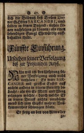 Fünffte Einführung. Ursachen seiner Verfolgung biß zur Pohlnischen Reyß