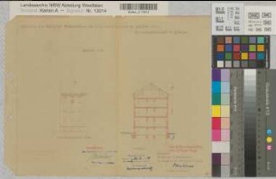 Münster (Münster) Frauenhaftanstalt Abbruch und Wiederaufbau des zerstörten Teiles Ostansicht, Schnitt 1949 1 : 200 30 x 35,5 Pause Staatshochbauamt Münster Regierung Münster Nr. 33852