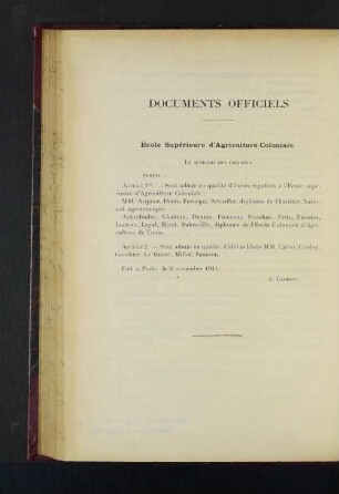 Documents Officiels.