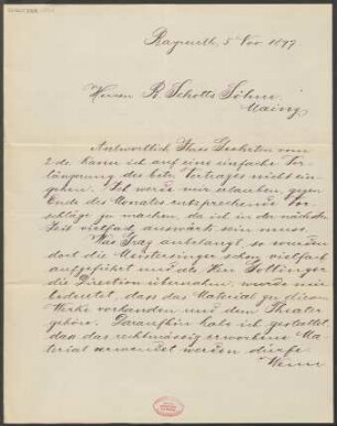 Brief an B. Schott's Söhne : 05.11.1897