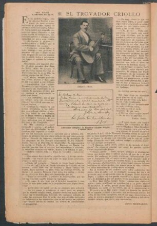 El trovador criollo : Una visita a Arturo de Nava