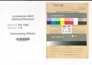 Entnazifizierung Wilhelm Kaemmerling , geb. 16.10.1922 (Polizeibeamter)