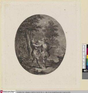 [Illustration und Text zu Voltaires "La Henriade" - Im Wald bei Nacht]