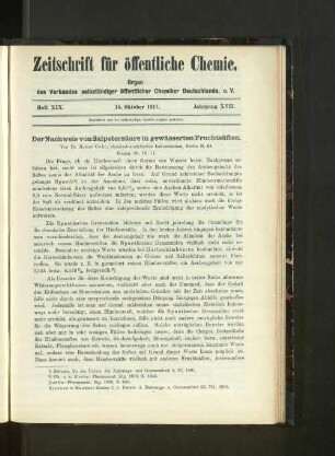 Der Nachweis von Salpetersäure in gewässerten Fruchtsäften.