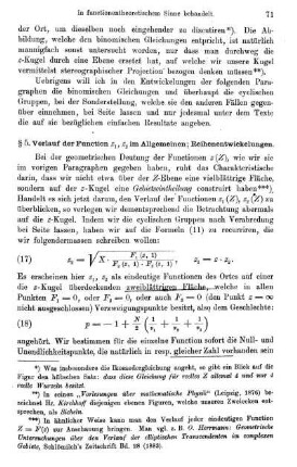 § 5. Verlauf der Functionen z1, z2 im Allgemeinen; Reihenentwickelungen.