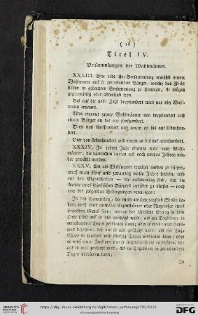Titel IV: Versammlungen der Wahlmaenner