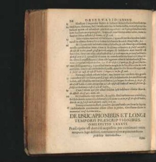 De Usucapionibus Et Longi Temporis Praescriptionibus. Observatio LXXXVI. - XCIV.