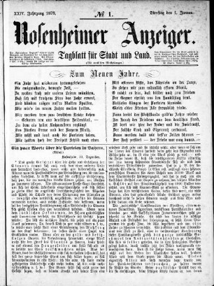 Rosenheimer Anzeiger : Tagblatt für Stadt und Land ; (mit amtlichen Mitteilungen). 1878 = Jg. 24