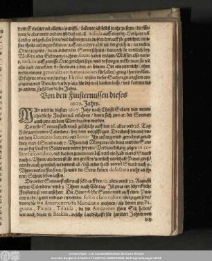 Von den Finsternussen dieses 1607. Jahrs.