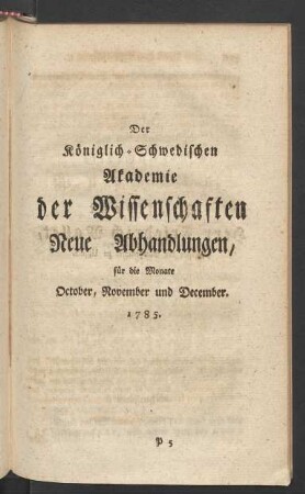October, November und December. 1785