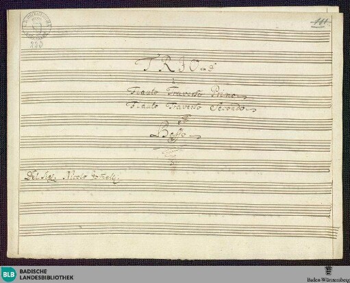 Trios - Mus. Hs. 223 : fl (2), b; G; GroT 3131-D