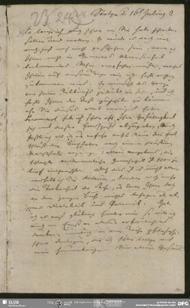 Eigenh. Brief von Friedrich Schleiermacher an August Wilhelm von Schlegel, Stolpe, 16.07.1803