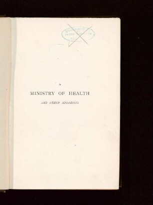 A ministry of health and other addresses