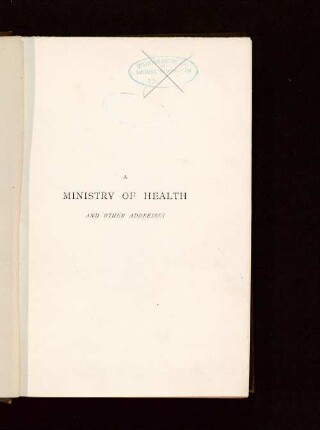 A ministry of health and other addresses