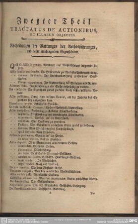 Zweyter Theil Tractatus De Actionibus, Et Illarum Obiectis