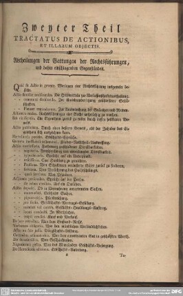 Zweyter Theil Tractatus De Actionibus, Et Illarum Obiectis