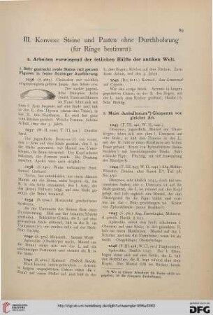 III: Konvexe Steine und Pasten ohne Durchbohrung (für Ringe bestimmt)