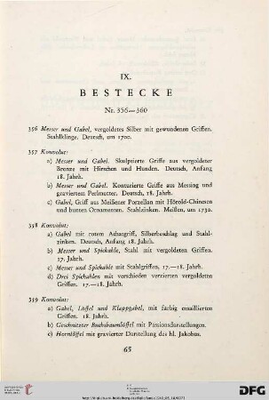 IX. Bestecke (Nr. 356-360)
