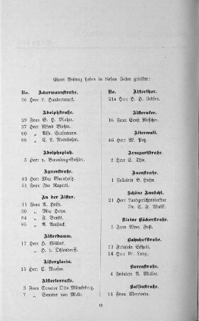 Einen Beitrag haben in diesem Jahre geleistet: