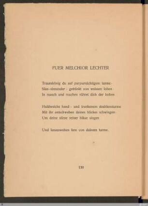 Für Melchior Lechter