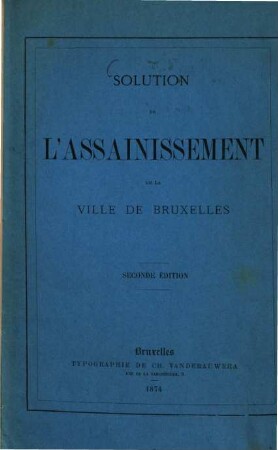 Solution de l‛assainissement de la ville de Bruxelles