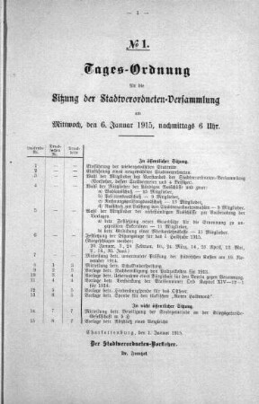 Tages-Ordnung No. 1. (1-9), 06. Januar 1915