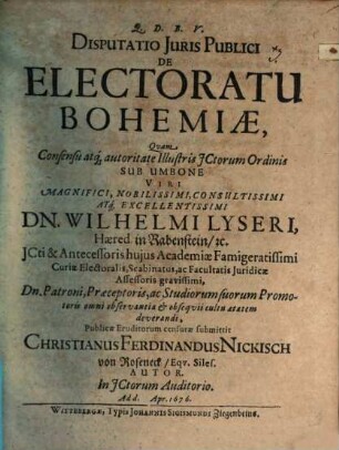 Disp. ... de electoratu Bohemiae