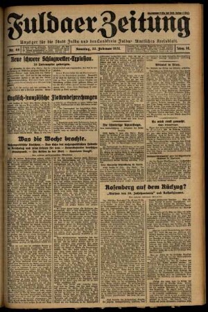 Erste Ausgabe vom Sonntag, den 22. Februar 1931.